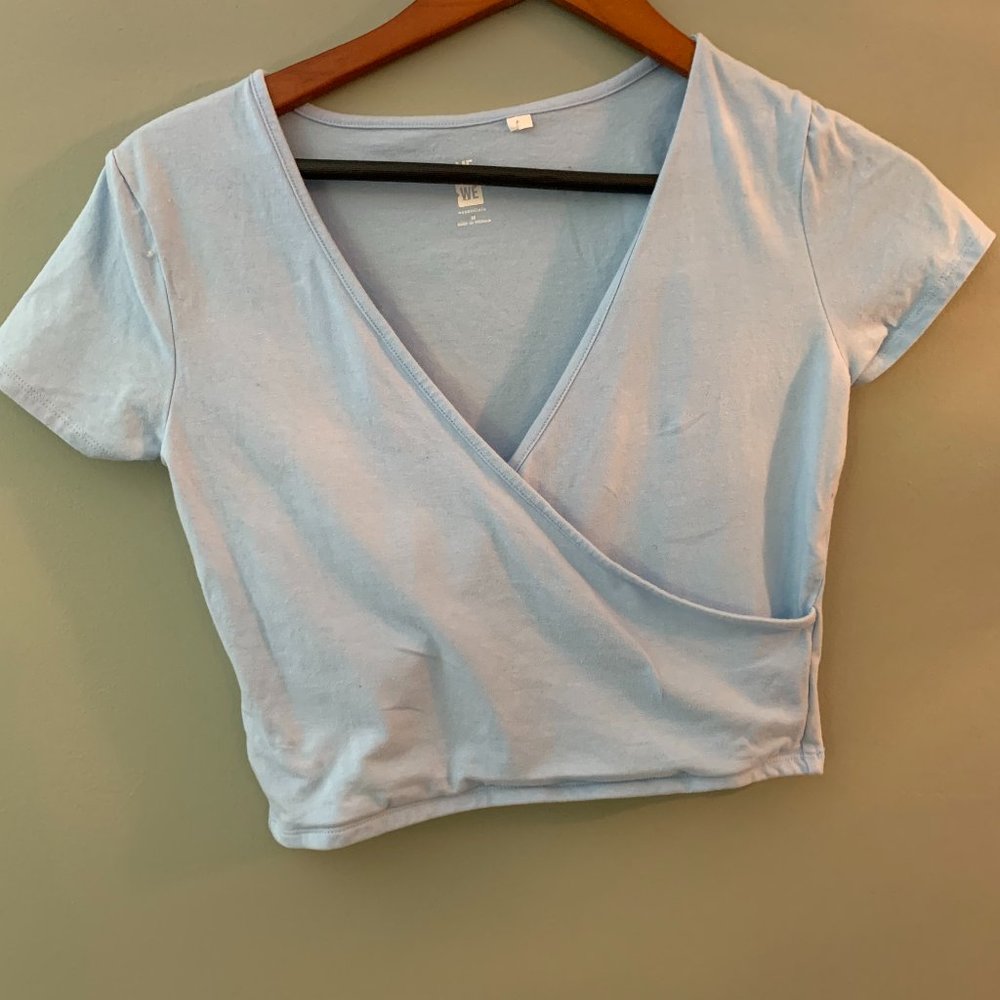 Blue wrap crop top